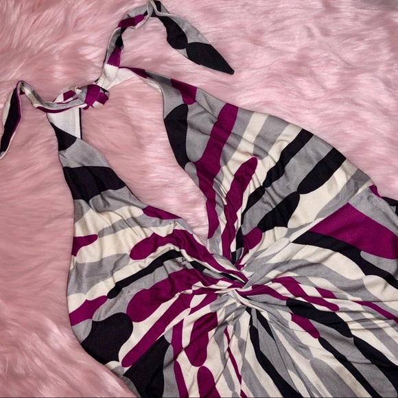 Trina Turk Silk Halter Abstract Print Sheath Dress - Picture 1 of 8